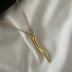 Golden Horn Pendant Necklace