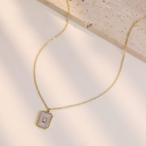 White Enamel Charm Neck Chain