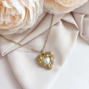 Molten Heart Pearl Necklace